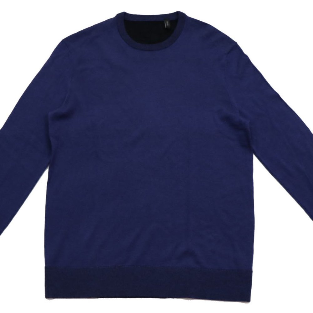 THE MENS STORE Blue Merino Wool Blend Crewneck Sweater